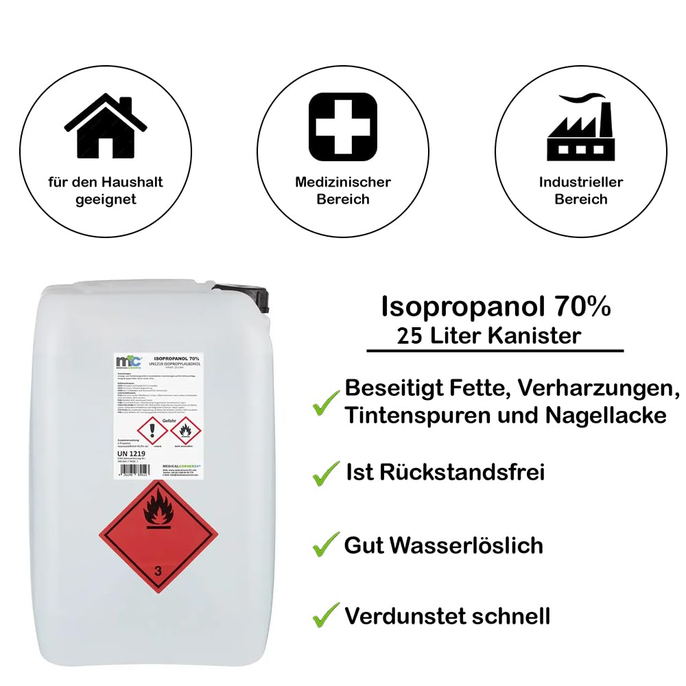 Medicalcorner24 Isopropanol 70% isopropylalkohol 25 litros Bidón