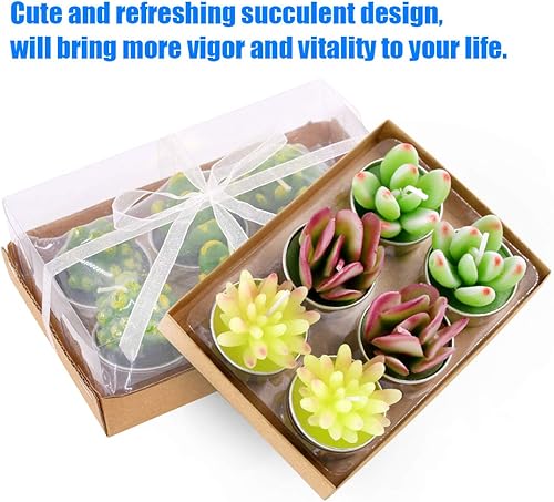 Miniatura 6 de Glarks Paquete de 12 velas de cactus suculentas para fiesta de cumpleaños, día de San Valentín, boda, spa, decoración del hogar y regalo de bricolaje