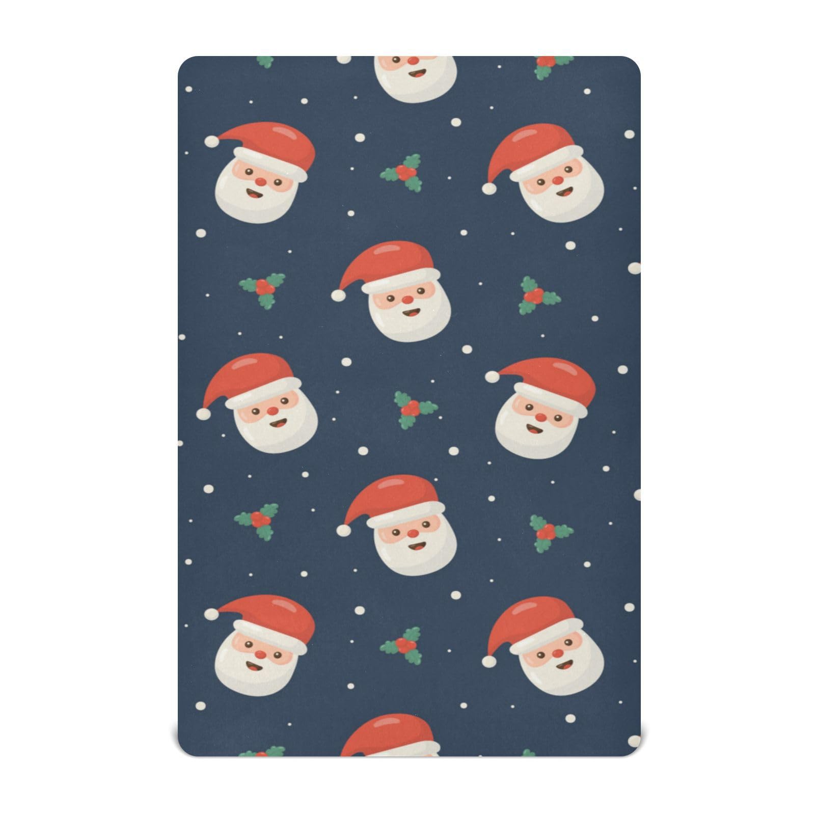 Moudou Christmas Santa Claus Playard Sheet for Boy Girls, Soft Breathable Fitted Toddler Sheet for Standard Playard Bed Mattress, 39 x 27 x 5 Inch