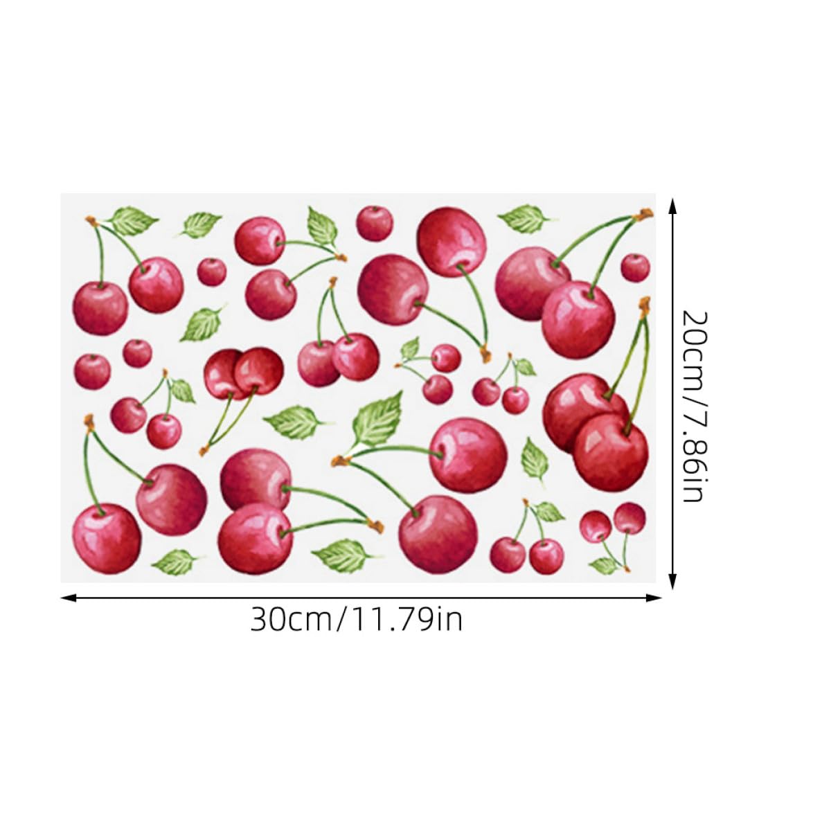 Stickers Muraux Cerise Fraîche 30x20 Cm Lot de 2 Set de Set, Autocollants Repositionnables et Décoratifs pour Salon, Chambre et Décoration Murale Intérieure Maison