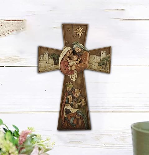 Miniatura 5 de Colorida estatua de cruz de Jesús hecha a mano, decoración religiosa de mesa, regalo de crucifijo para amantes cristianos, figura de 12.8 pulgadas
