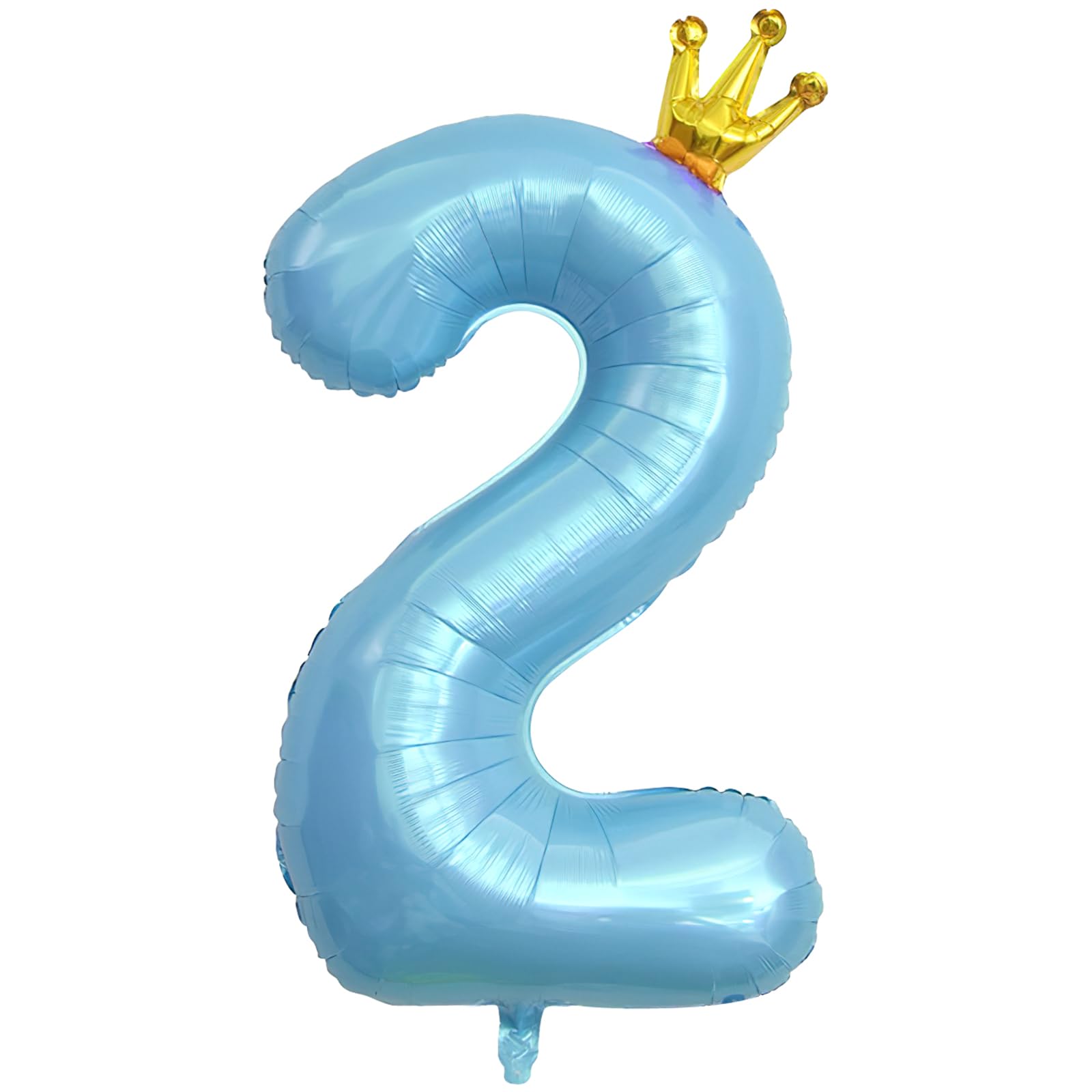 ASTARON Number 2 Balloons 40 Inch Blue 2nd Birthday Balloons with Crown for Decor Anniversary Decorations