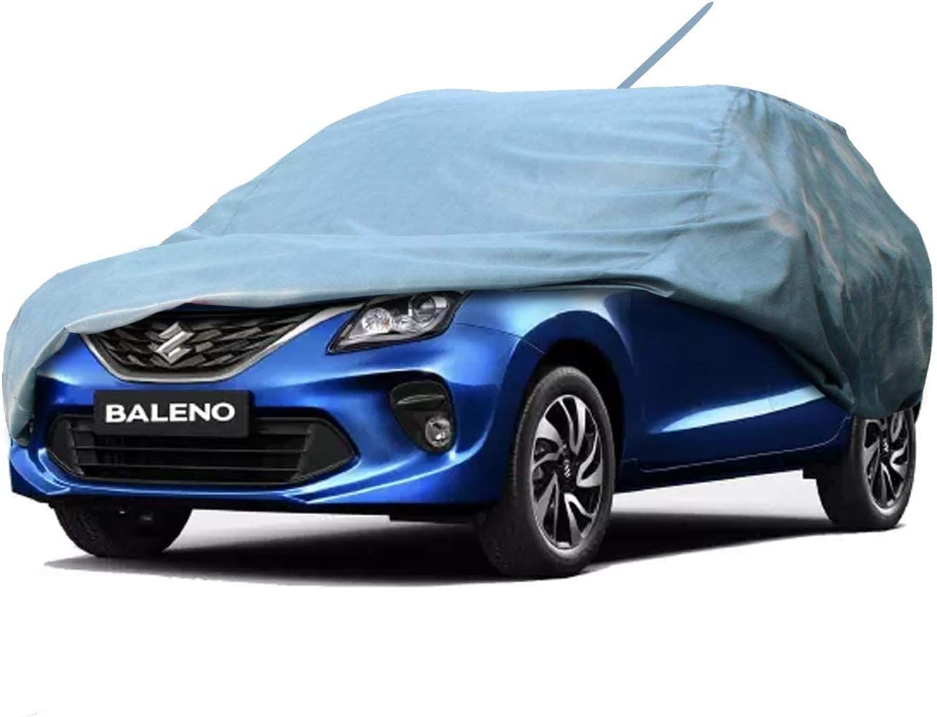 Allextreme BN7001 Car Body Cover Compatible with Maruti Suzuki Baleno Custom Fit Dustproof UV Heat Resistant Indoor Outdoor Body Protection (Grey Without Mirror)