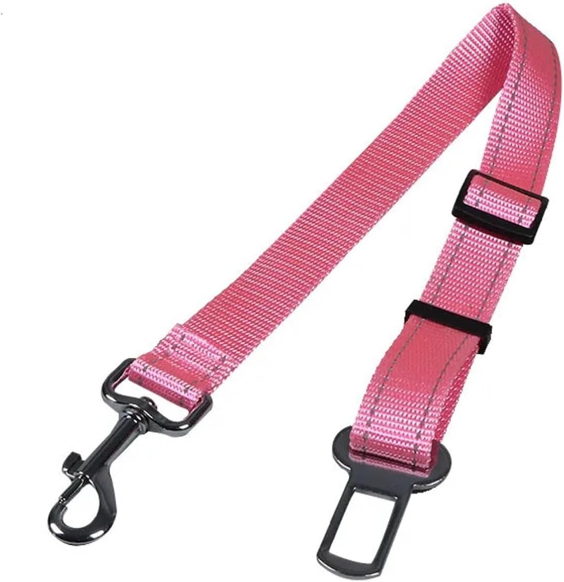 Pet Safety Car Harness Clip, Vehicle Seat Belt Buckle Attachment for Secure Dog Travel(Reflective Pink)