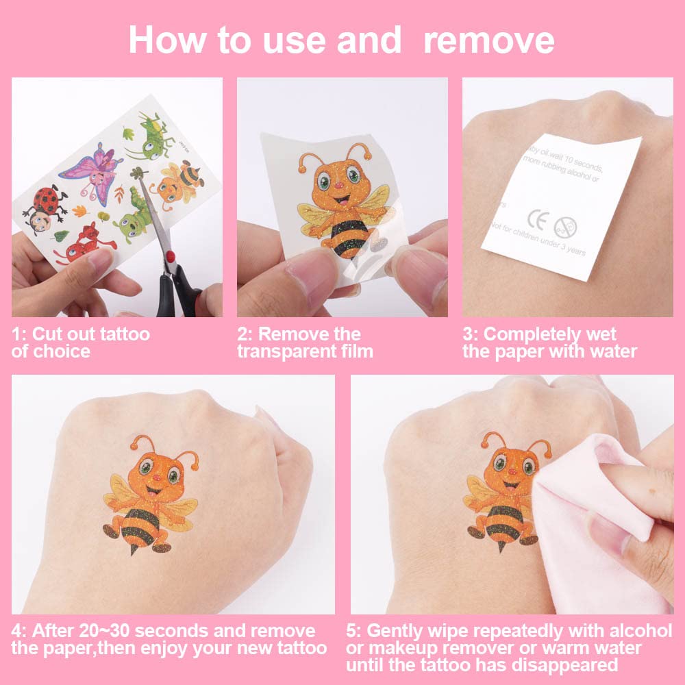 ACWOO Tatuaggi Temporanei per Bambini, Brillante Tatuaggi Finti per Ragazze Ragazzi, 10 Fogli Unicorno + Animale + Dinosauro Tatuaggi Temporanei Set, Giocattoli Gadget per Ragazza Bambini Adulti Festa
