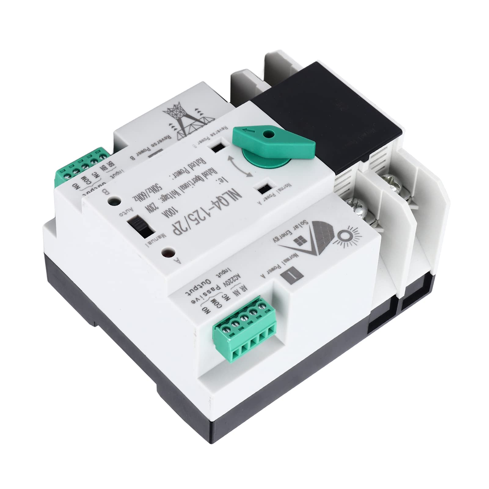 Commutateur de transfert automatique à double puissance, commutateur de transfert de puissance de distribution d'alimentation secondaire 230V AC 100A NLQ4-125, pour Home Factory