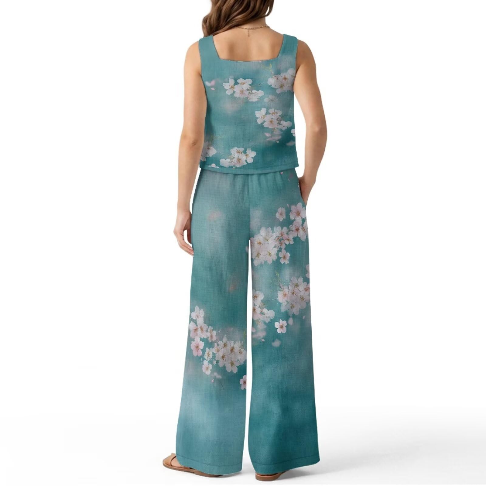 Xoenoiee Set da 2 pezzi da donna con canottiera e pantaloni, abiti estivi abbinati per vacanze al mare, taglie S-2XL
