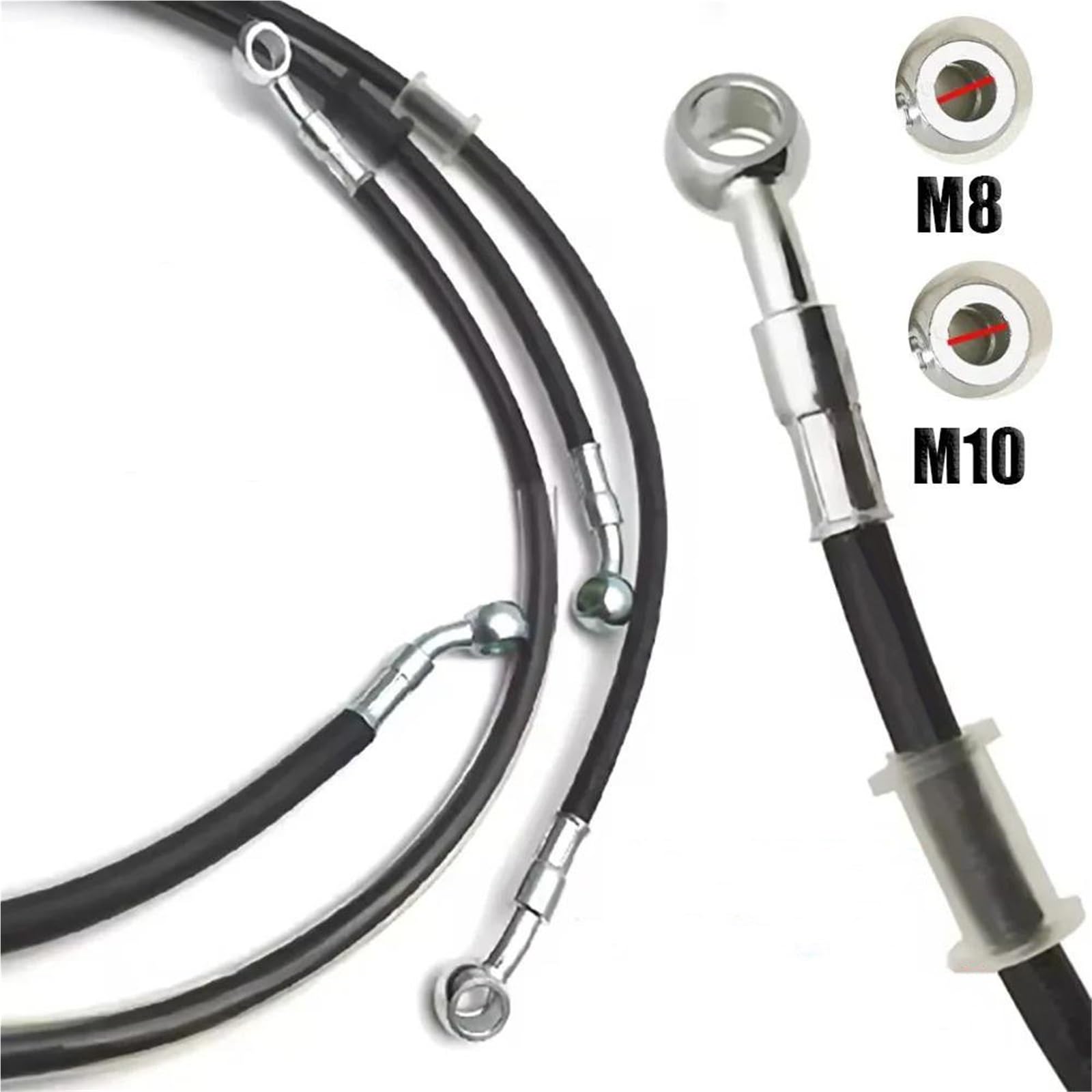 Línea de Embrague y Freno Cable De Freno para Motocicleta, Manguera Embrague, 30-350 Cm, M8-M10, Tubo Aceite Hidráulico, 90°-90°, Accesorios(3500mm)