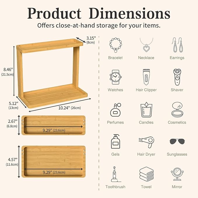 Organizador de Baño de Bambú PEKER - Estante para Vanity miniatura 3