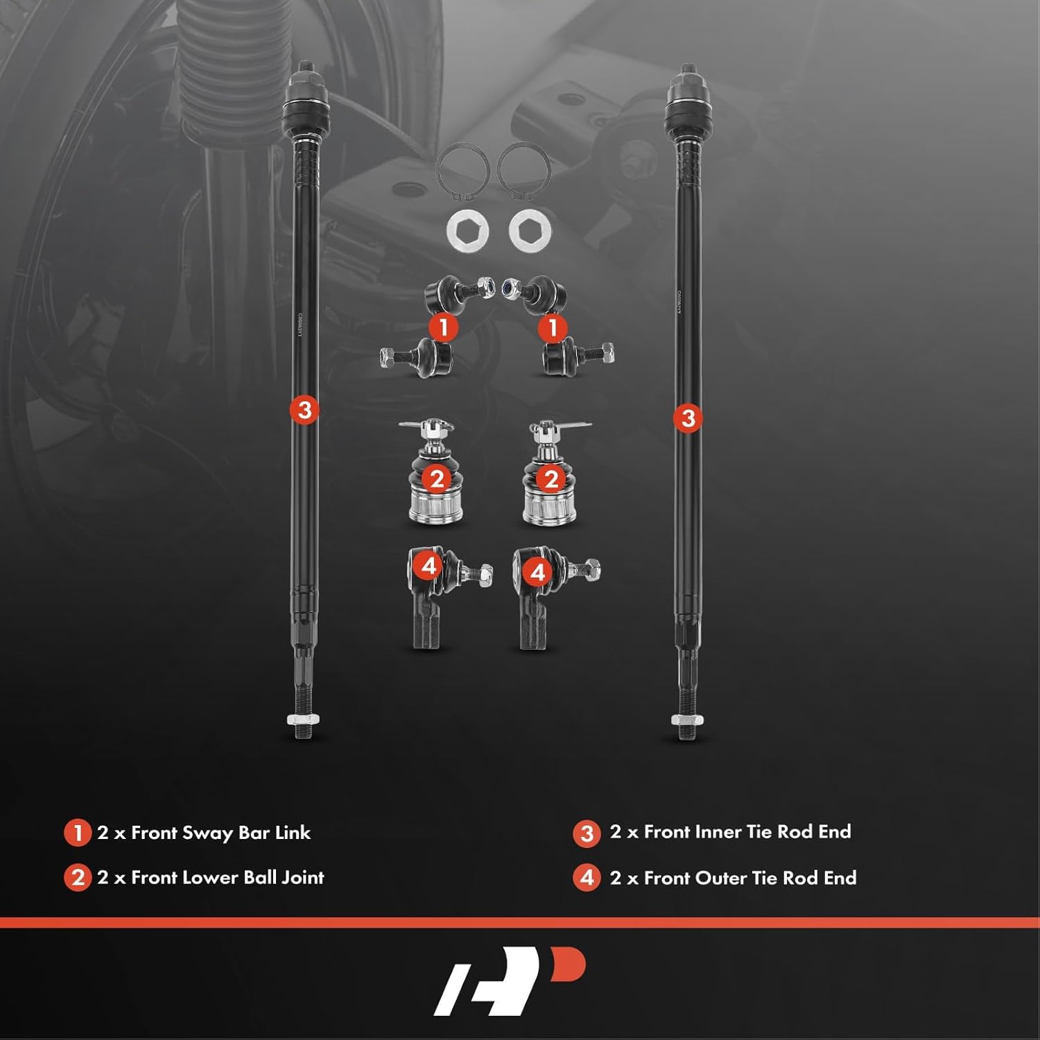 A-Premium Set of 8, Front Sway Bar Link, Lower Ball Joint, Inner Outer Tie Rod End, Compatible with Honda CR-V 2002 2003 2004 2005 2006