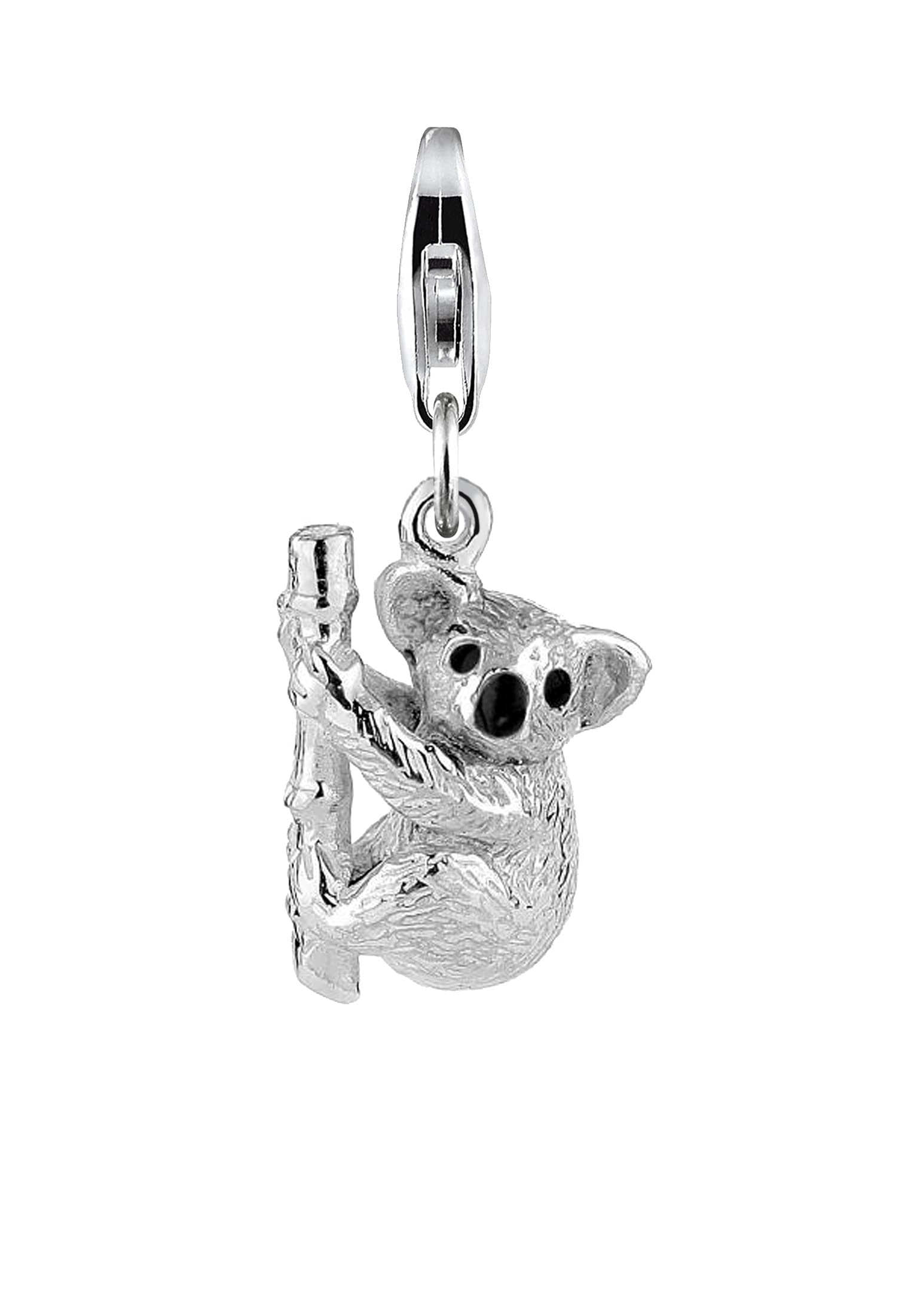 Nenalina Koalabär Karabiner Charm Anhänger Bettelarmband 925 Silber | Damen-Charm-Anhänger für alle gängigen Charmträger Charm-Club Clasp-Charms 925er Sterling-Silber