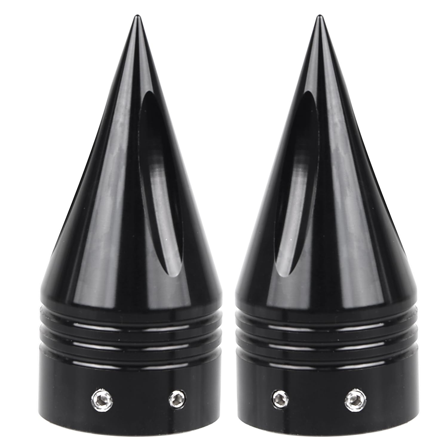 Motorcycle Front Axle Nut Covers - Black Spike Caps For Harley Davidson Street Glide, Road King, Fat Boy (2008-Up Models)