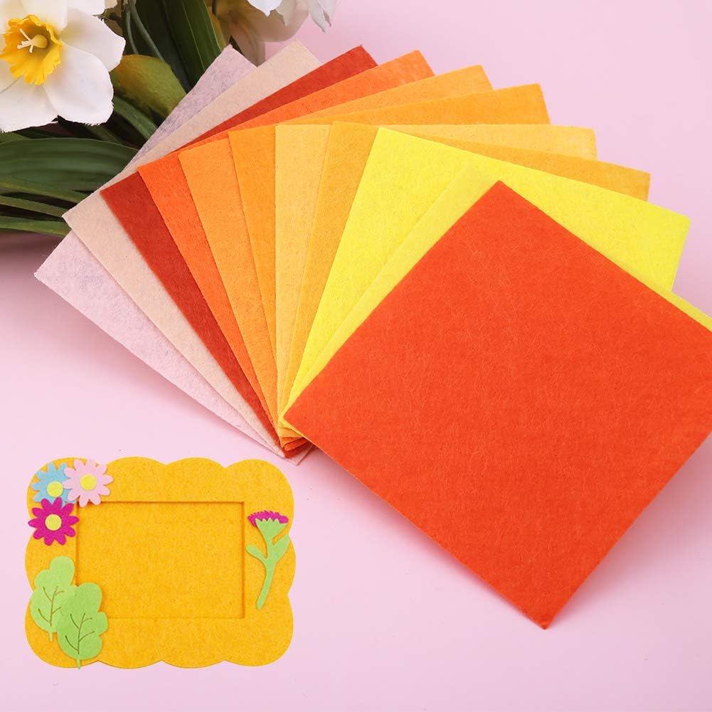 45Pcs Felt Fabric Sheet Assorted Color Felt Fabric Sheets (5.9in x 5.9in) Assorted Colors Felt Pack with Scissors for DIY Crafts, Sewing, School Projects, Decoration, Crafting Projects