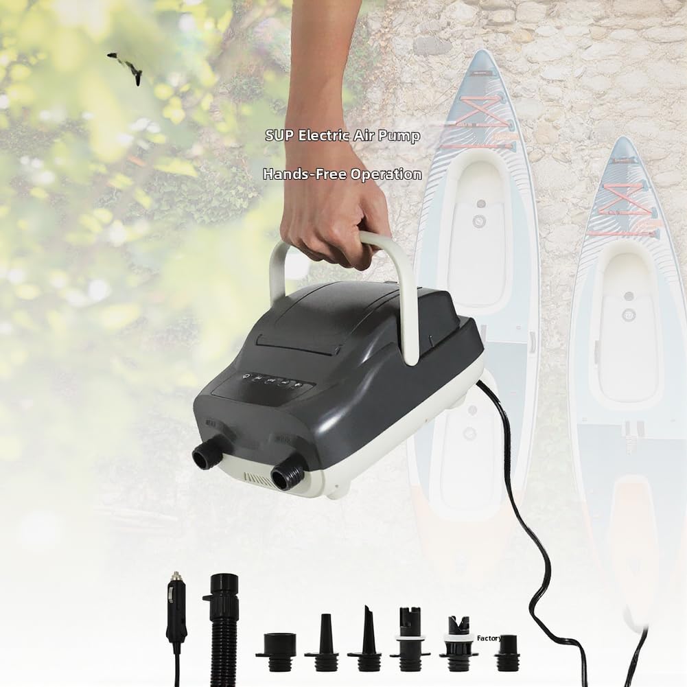 Bomba de aire eléctrica de 20 PSI con apagado automático, para tablas de remo inflables, kayaks y tiendas de campaña, compresor portátil de alta presión de 12 V con LED