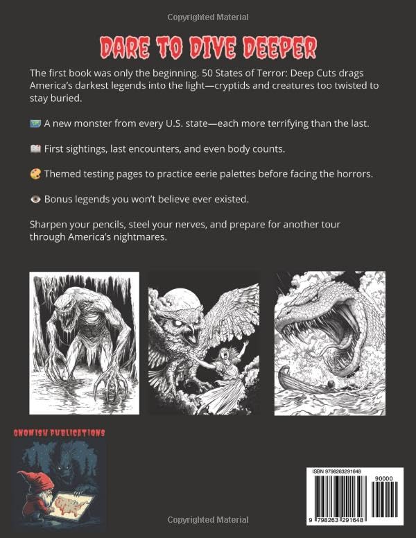 50 States of Terror - Deep Cuts: A Sequel Horror Coloring Book of Cryptids, Folklore, and Monsters - Image 2