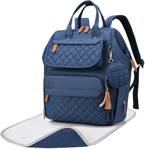 CuteAmigos - Mochila para pañales (Explorer)  con cambiador, funda para chupete, soporte para botella y correas para cochecito, Bondi azul, Mochila