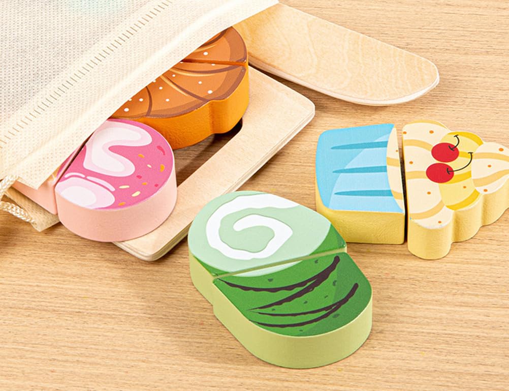Set de Comida de Juego Simulado de Madera Montessori, Frutas, Verduras y Postres Magnéticos para Cortar