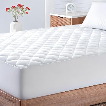Quilted Mattress Protector Single Bed 90 190 cm   Hypoallergenic & Soft Mattress Topper   Elastic Fitted Skirt with 30cm Deep Pockets