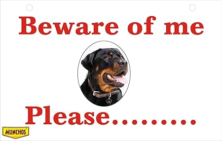 Munchos PVC Plastic Dogs Warning Sign Board with Handle (All Weather Usable) (for All Dogs)