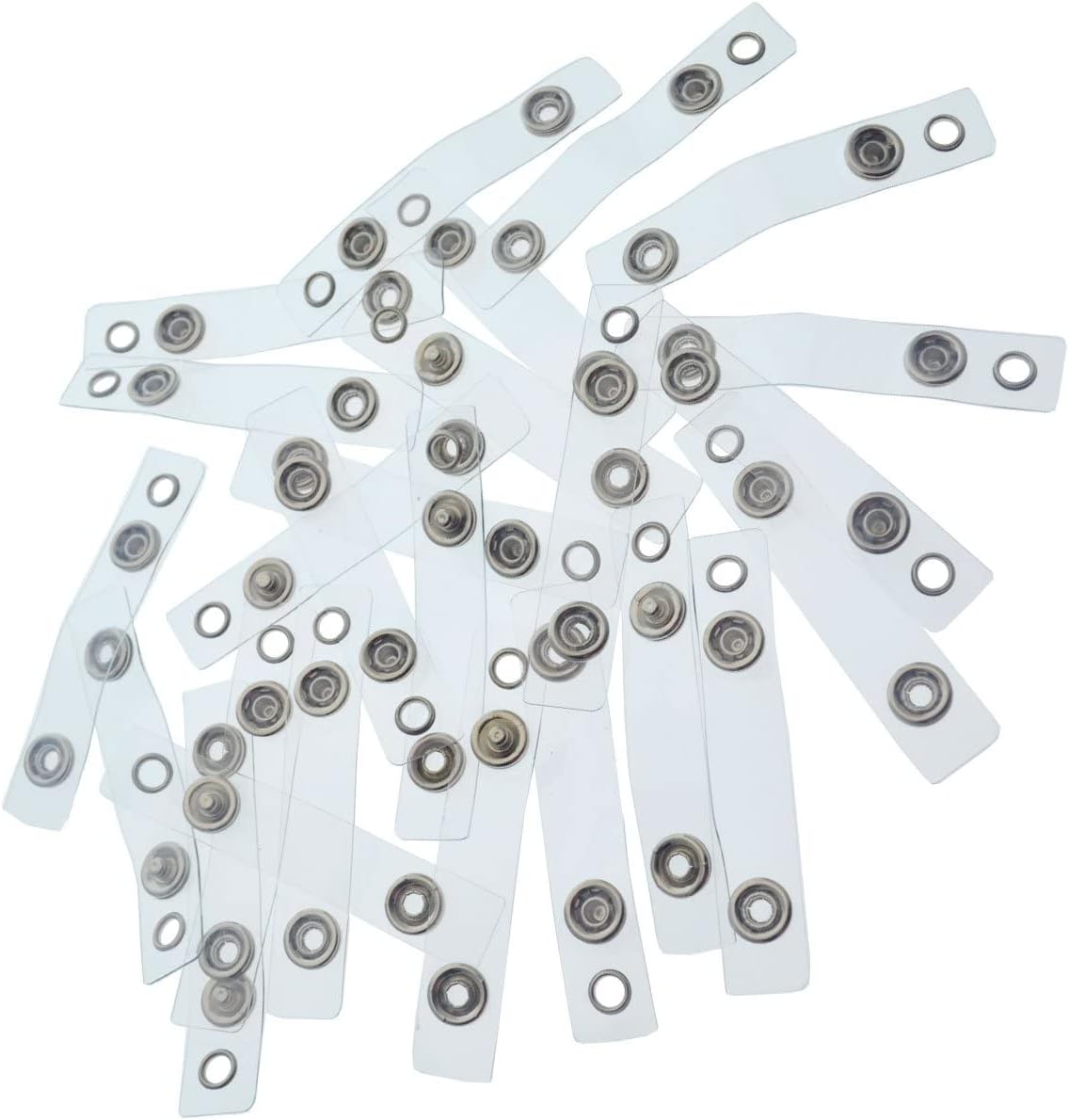 25 Pack - Clear Vinyl Plastic ID Badge Holder Strap with Snap & Eyelet Hole (Bulk Pack) Easily Attach to Lanyards & Key Rings - by Specialist ID