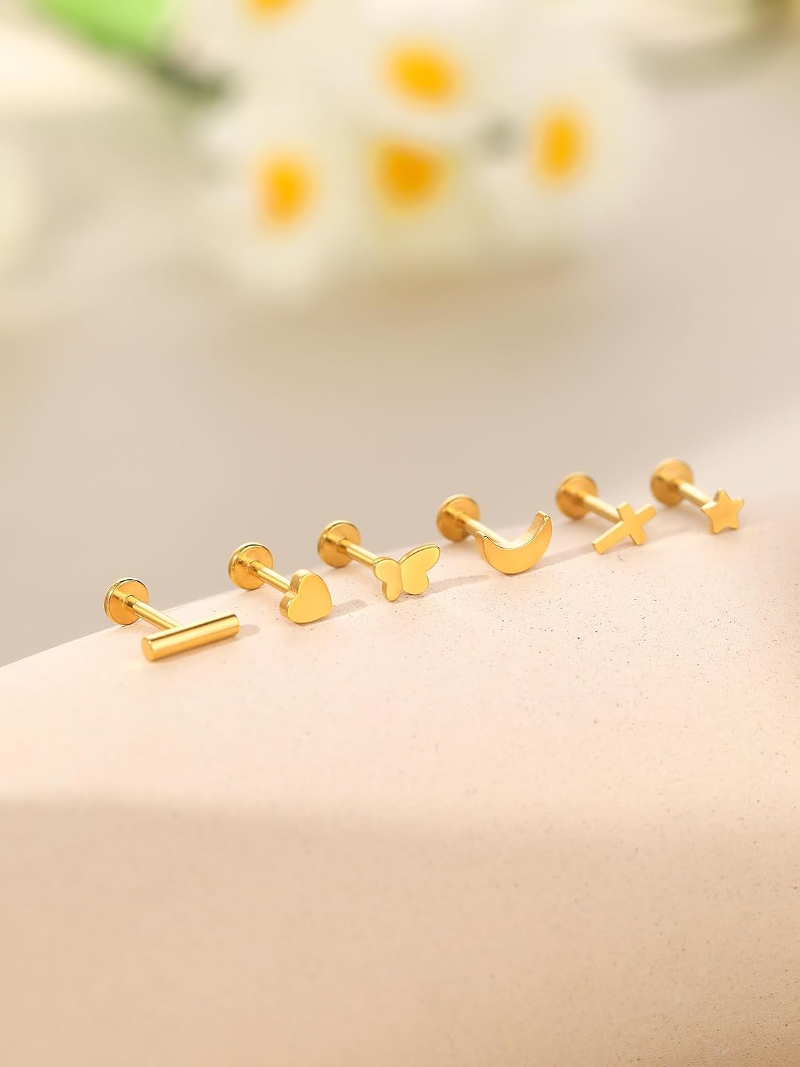 Xpircn 18G 8mm Flat Back Stud Earrings Piercing Ball Grabber Tool Internally Threaded CZ Stud Piercing Jewelry for Tragus Helix Cartilage Conch Nose Hypoallergenic Lip Labret Medusa Piercing