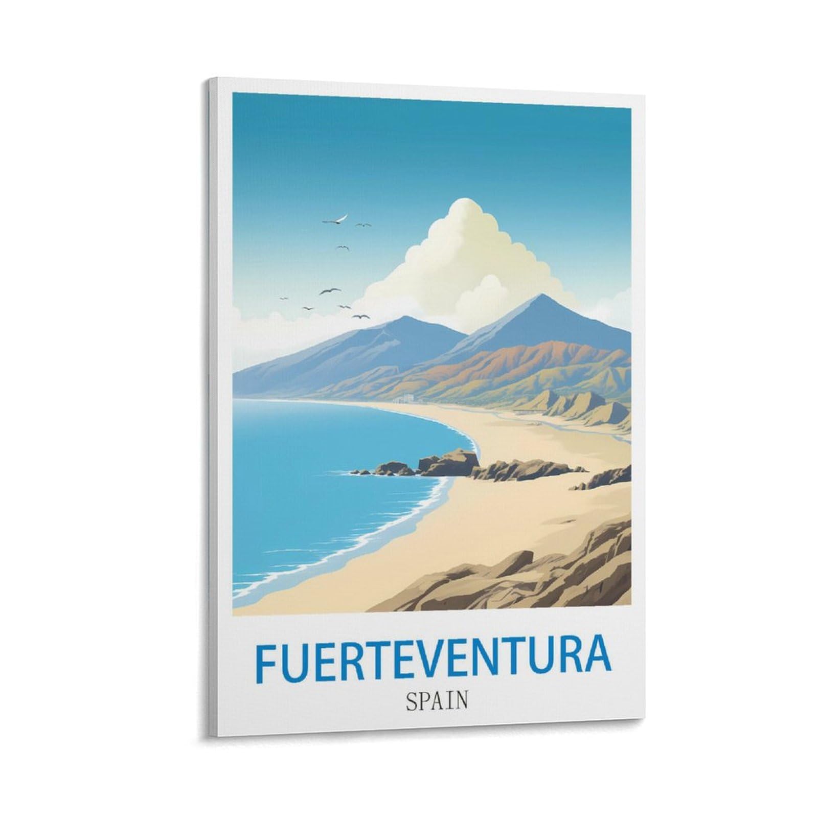 ZHILIJING Fuerteventura Spain Vintage Travel Poster Surf 24x36inch(60x90cm) Decorative Painting Canvas Wall Posters And Art Picture Print Modern Family Bedroom Decor Posters