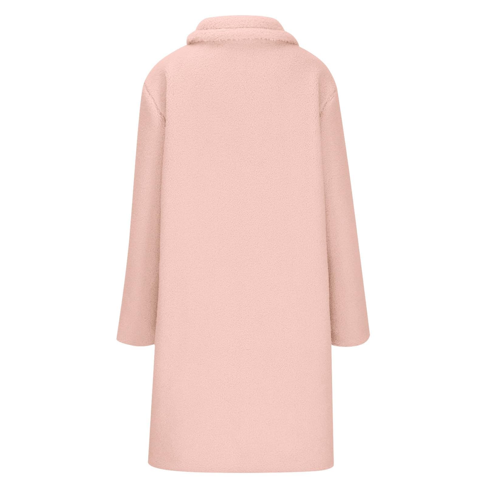 Generisch Winterjacke Damen Warm Teddyjacke Mit Knöpfen Wintermantel Lang