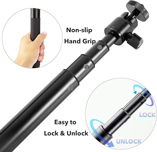 Miniatura 3 de Homeet Cabeza de trípode extensible de 28 pulgadas para cámara de acción, monopie telescópico con adaptador de 14 pulgadas para DJI OSMO, AKASO,