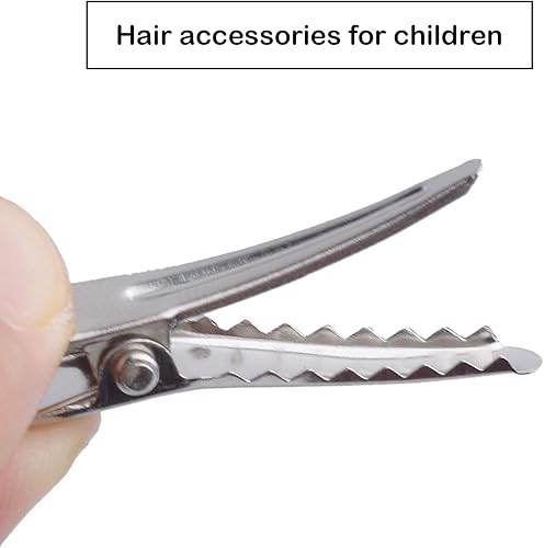 Miniatura 4 de Pinzas para el pelo de cocodrilo pequeñas de 1.18 pulgadas, 100 piezas de aligátor de metal plateado, lazos de dientes, pinzas de cocodrilo,