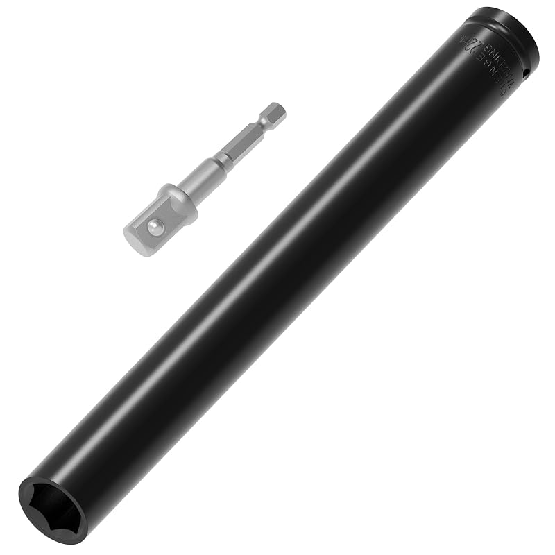 Soquete de impacto profundo 22 mm FOCMKEAS com acionamento de 12,7 mm (1/2 pol.) e adaptador sextavado, 2 peças