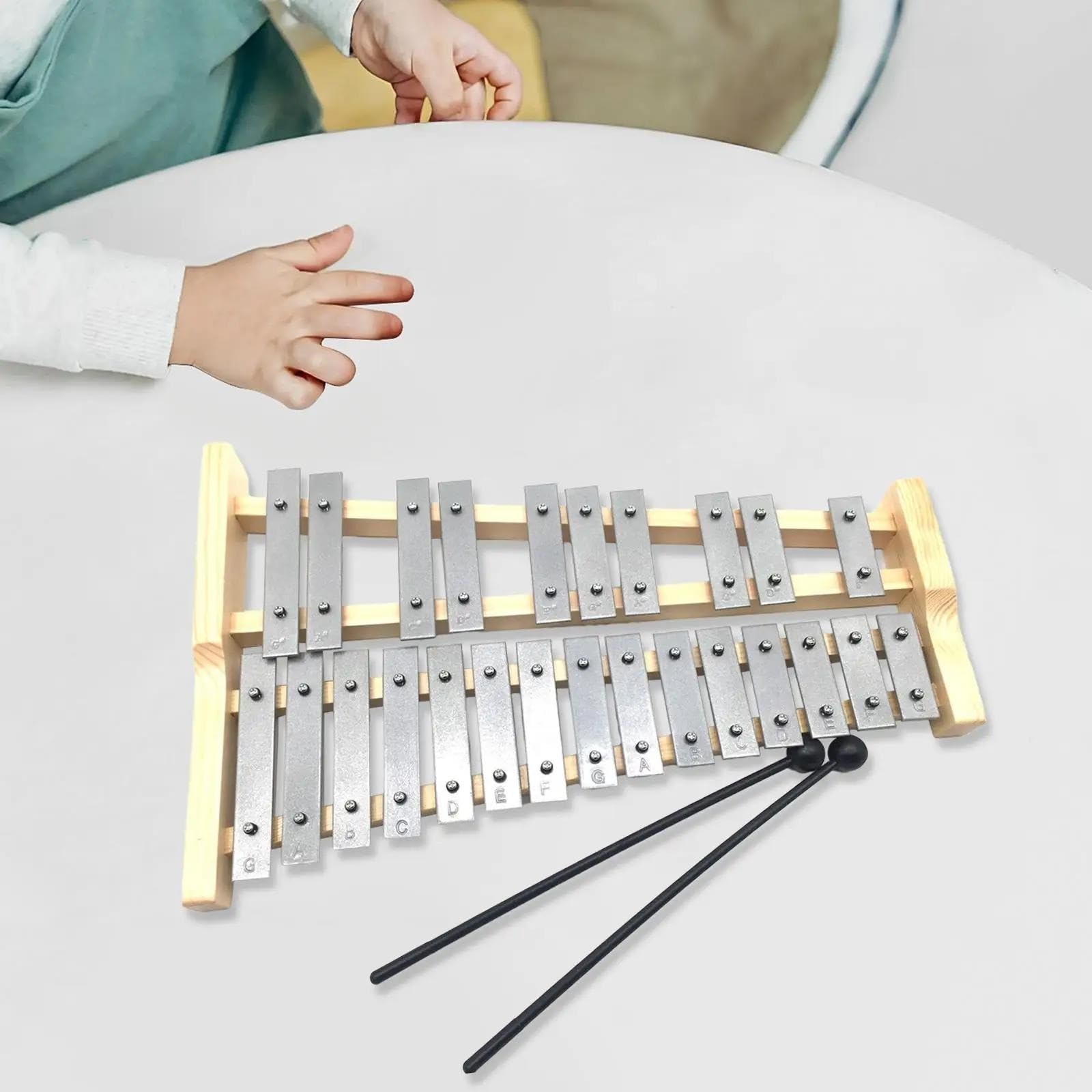 xilófono kit Xilófono De Aluminio Con Marco De Madera Portátil Profesional Compacto Regalos Para Principiantes Glockenspiel De 25 Notas