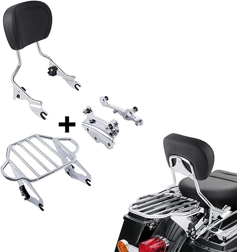 Miniatura 9 de XFMT - Respaldo desmontable para pasajero con portaequipajes y kit de accesorios de acoplamiento de 4 puntos para Harley Touring 2009-2020