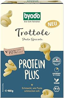 Proteinreiche Bio Pasta Trottole von Byodo – 400 g Packung, 70% mehr Protein als herkömmliche Pasta, Protein Plus Pasta für Sportler & Gesundheitsbewusste