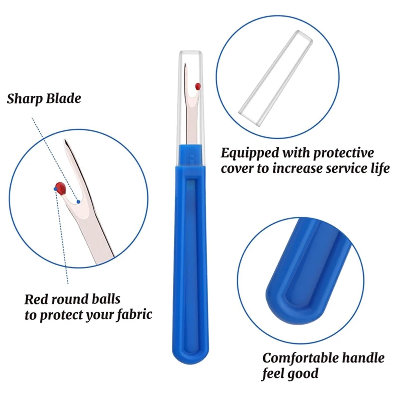 Juego de desgarradores Costuras, Agarre ergonómico 36 Piezas for Coser, Manualidades y Quitar dobladillos Bordados(Blue)