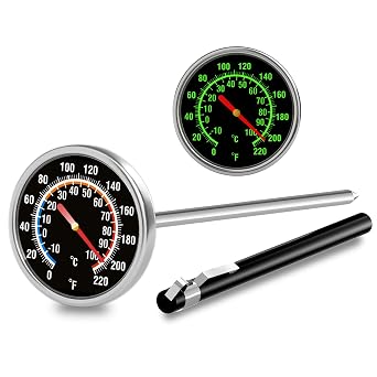 Meat Thermometer - Instant Read Food Thermometer with 5.5-Inch Stainless Steel Probe for Cooking, Steak, Bread, Chicken, Grilling, Milk, Tea & Coffee - 1.5-Inch Dial Kitchen Temperature 1PCS