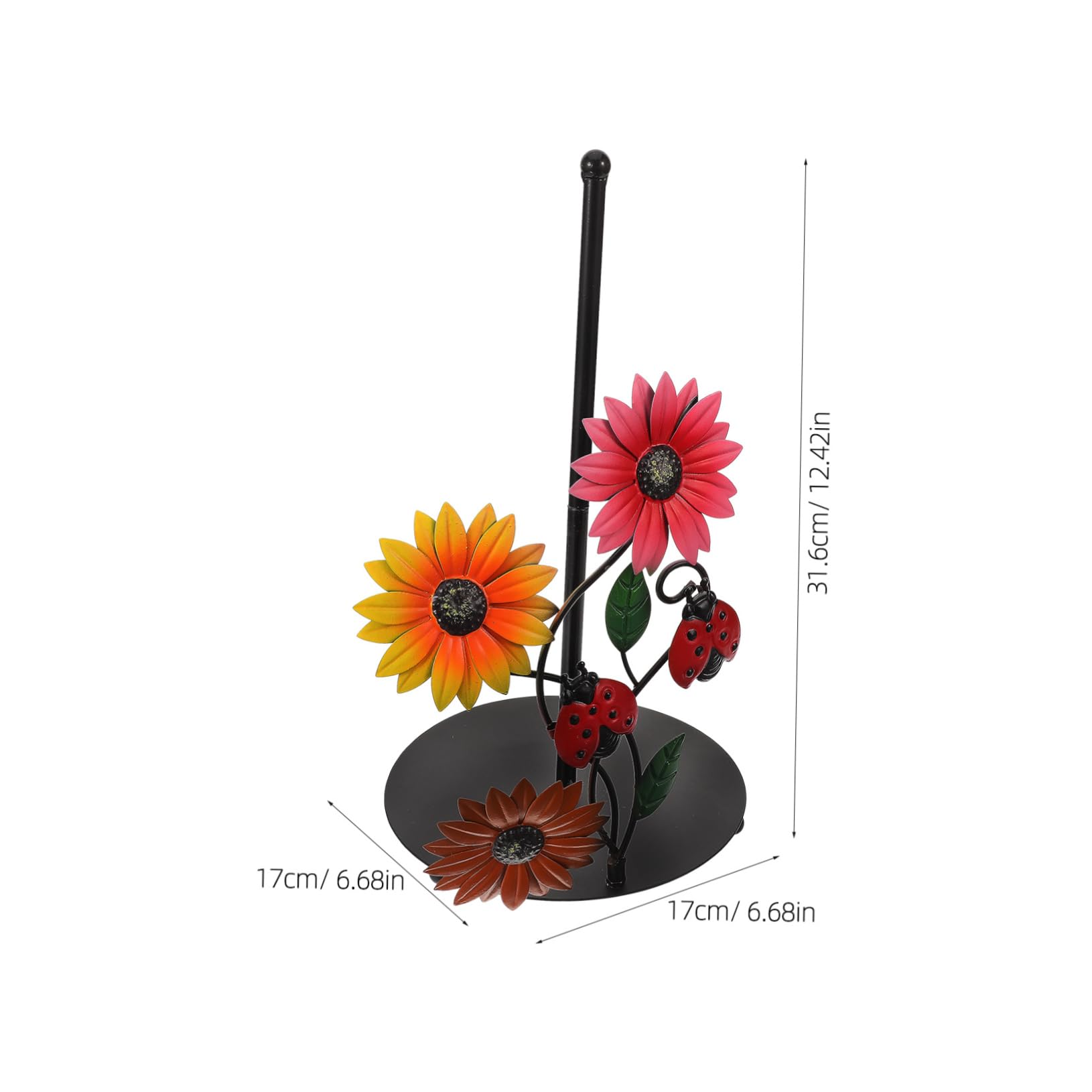 Porta Rotolo Carta in Ferro a Forma di Girasole da Tavolo | Design da Appoggio, Facile da Spostare, Design Moderno Elegante per Cucina e Salotto