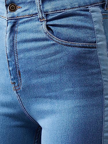 Image of Dolce Crudo Women's Blue Skinny High Rise Clean Look Fringe and Silky Denim Tape Detailing Cropped Denim Jeans