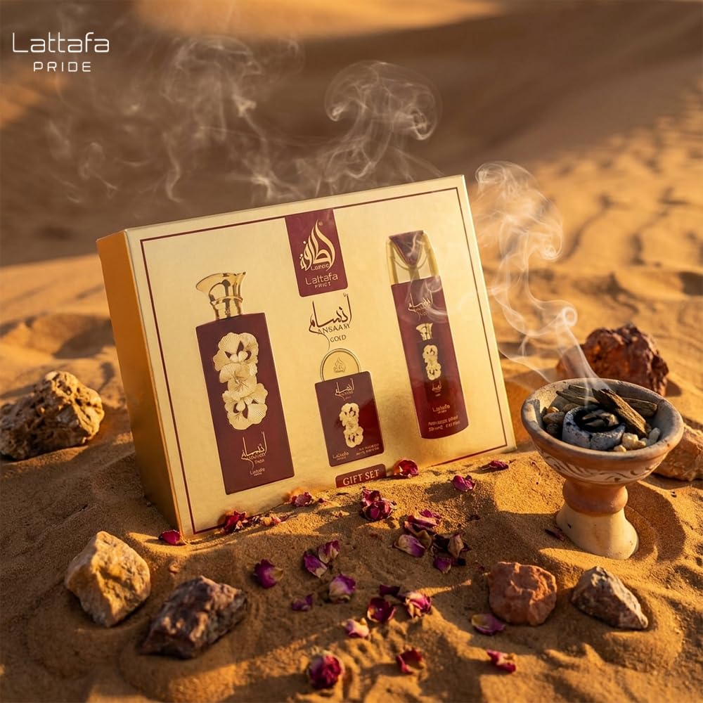 Amazon.com : Lattafa Pride - Ansaam Gold for Men - 3 Pc Gift Set