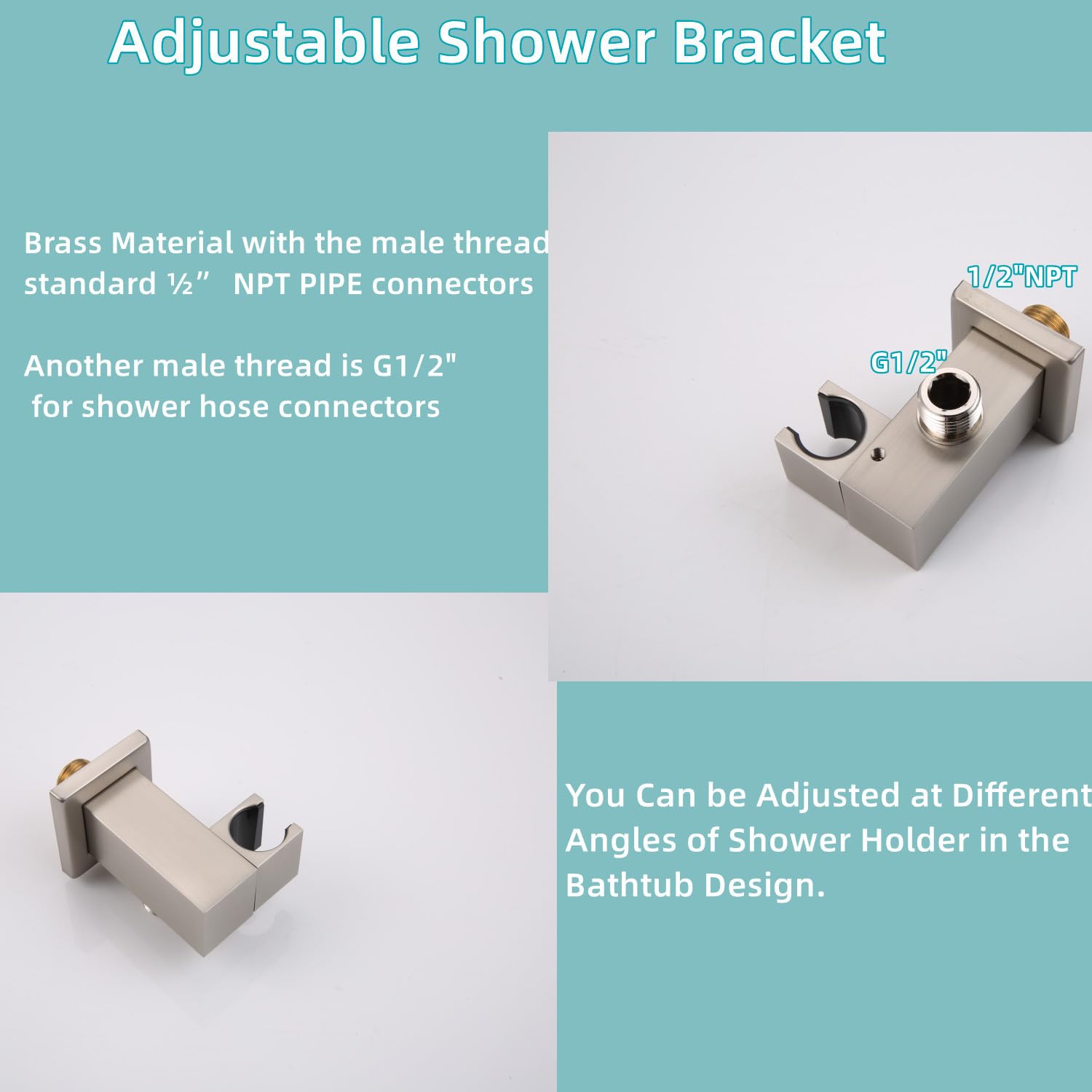 Cabezal de ducha de mano de níquel cepillado HONGTONGSOWER de acero inoxidable para baño, rociador de mano con pantalones extralargos de acero inoxidable