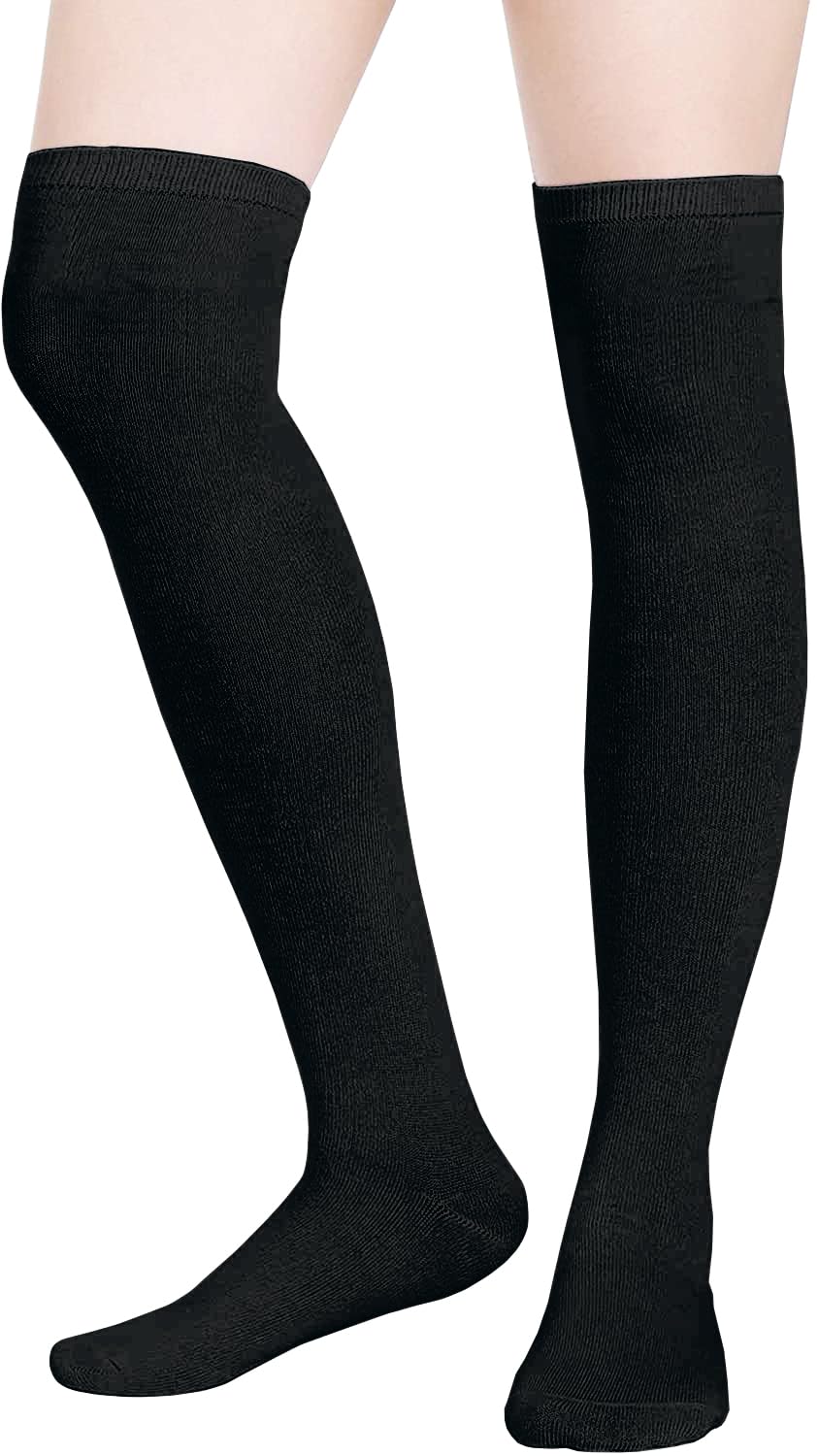 New Ladies Girls Over The Knee Long Casual Plain Stiped Microfiber Socks Assorted Colours - Women Thigh High Socks UK Size 4-6-image-7