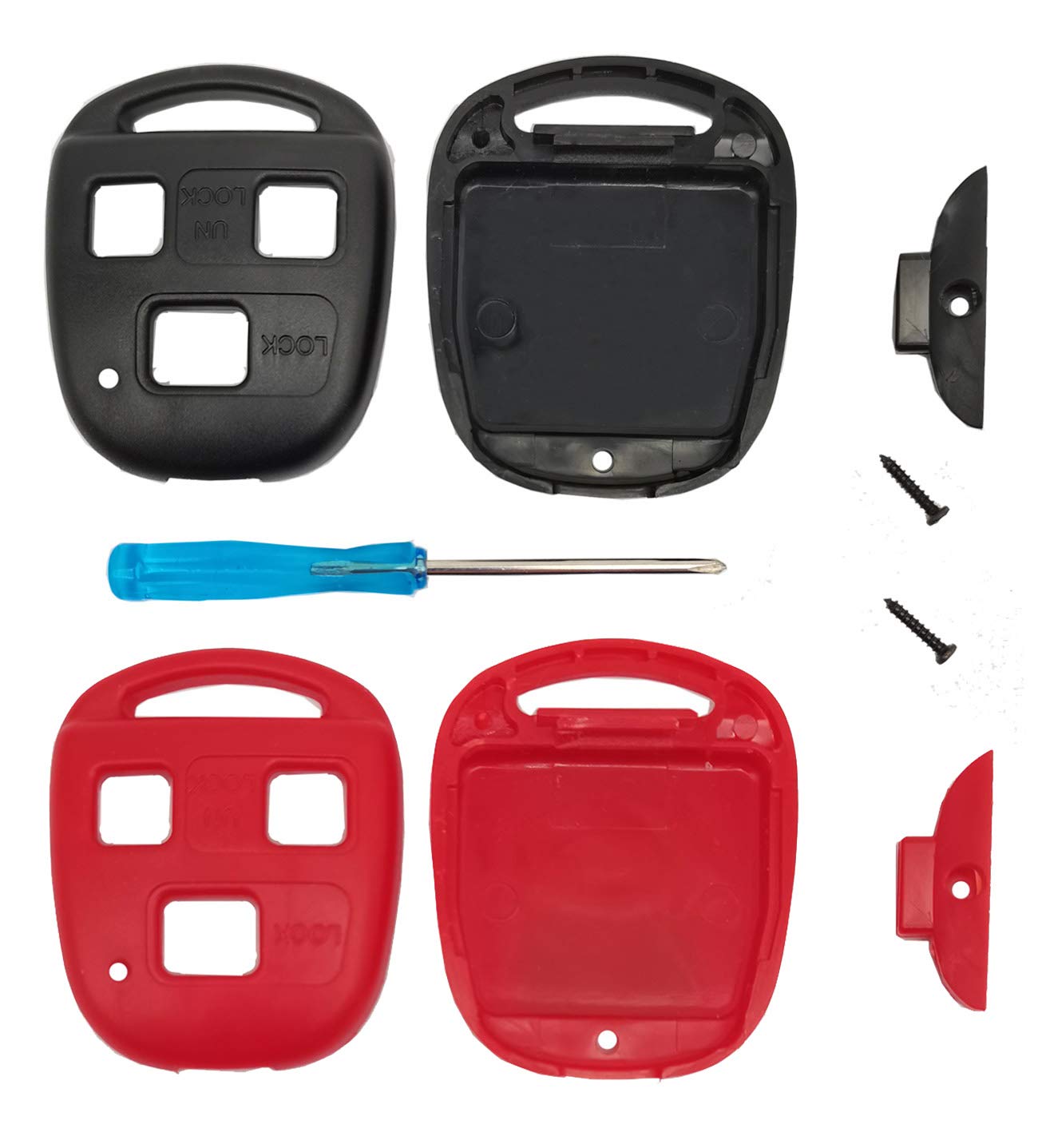 Arruweer 2 Pack Upgraded Replacement Key Fob Keyless Entry Remote Shell Case fit for Lexus ES GS GX IS LS LX RX SC Car Key Fob Cover Casing (1 Black + 1 Red)