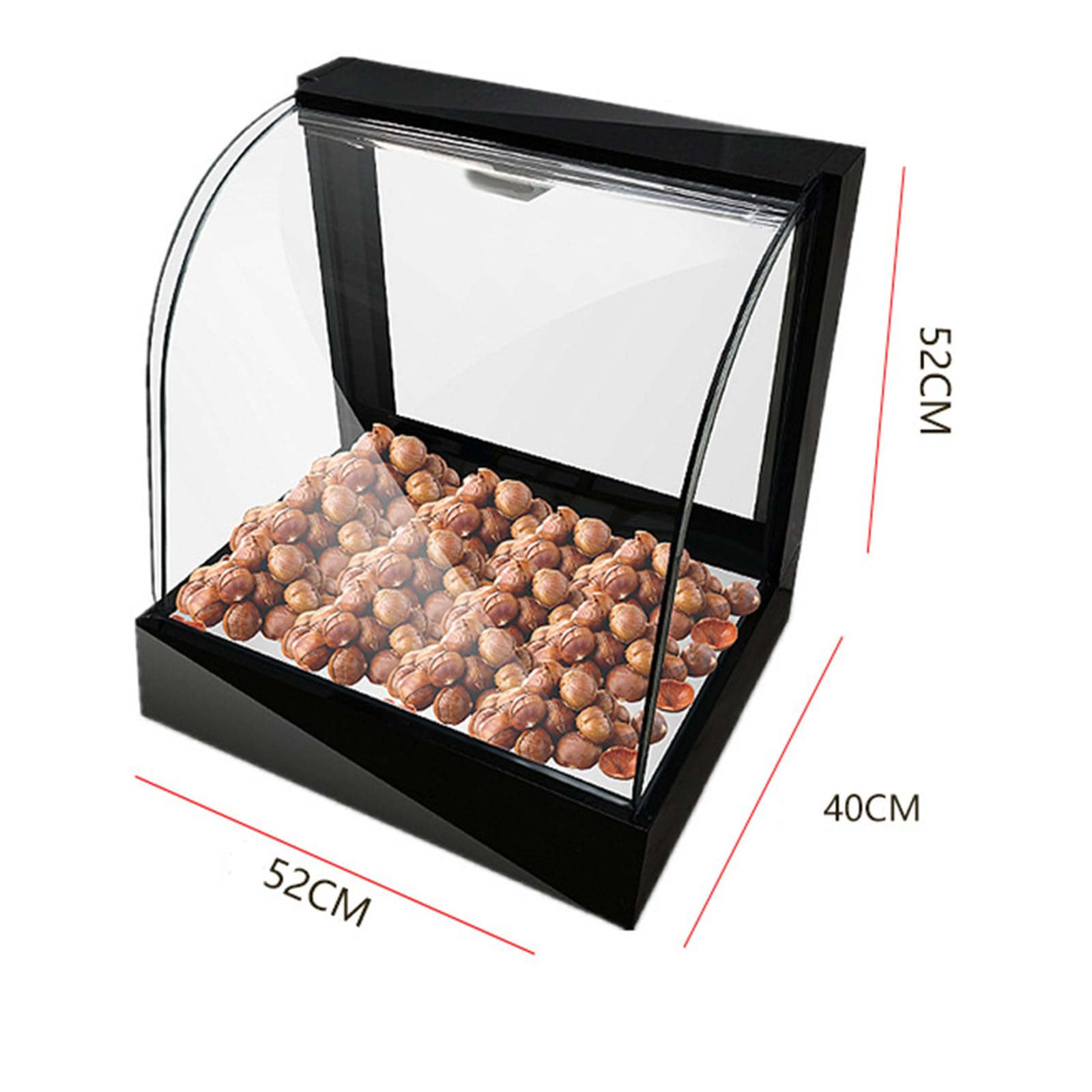 Vetrina per isolamento alimentare commerciale Vetrina per esposizione di castagne fritte Vetrina termostatica per hamburger di pollo fritto,Black