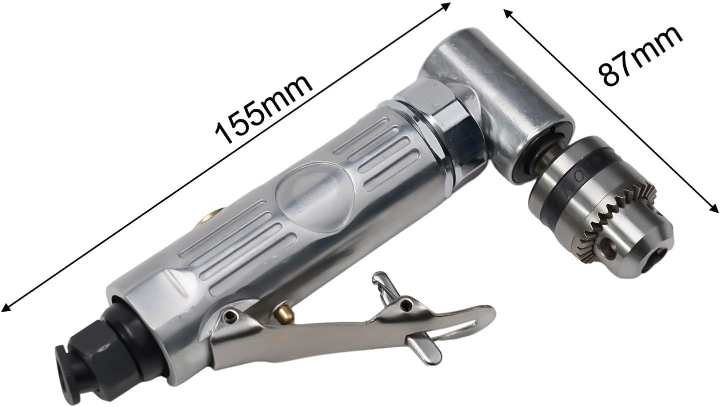 1/4" Right Angle Pneumatic Drill – 90° Elbow Air Drill With 15000 RPM Speed, Low-Vibration Alloy Body, Tail-Exhaust Design, Compatible With Standard 1/4" Air Hoses