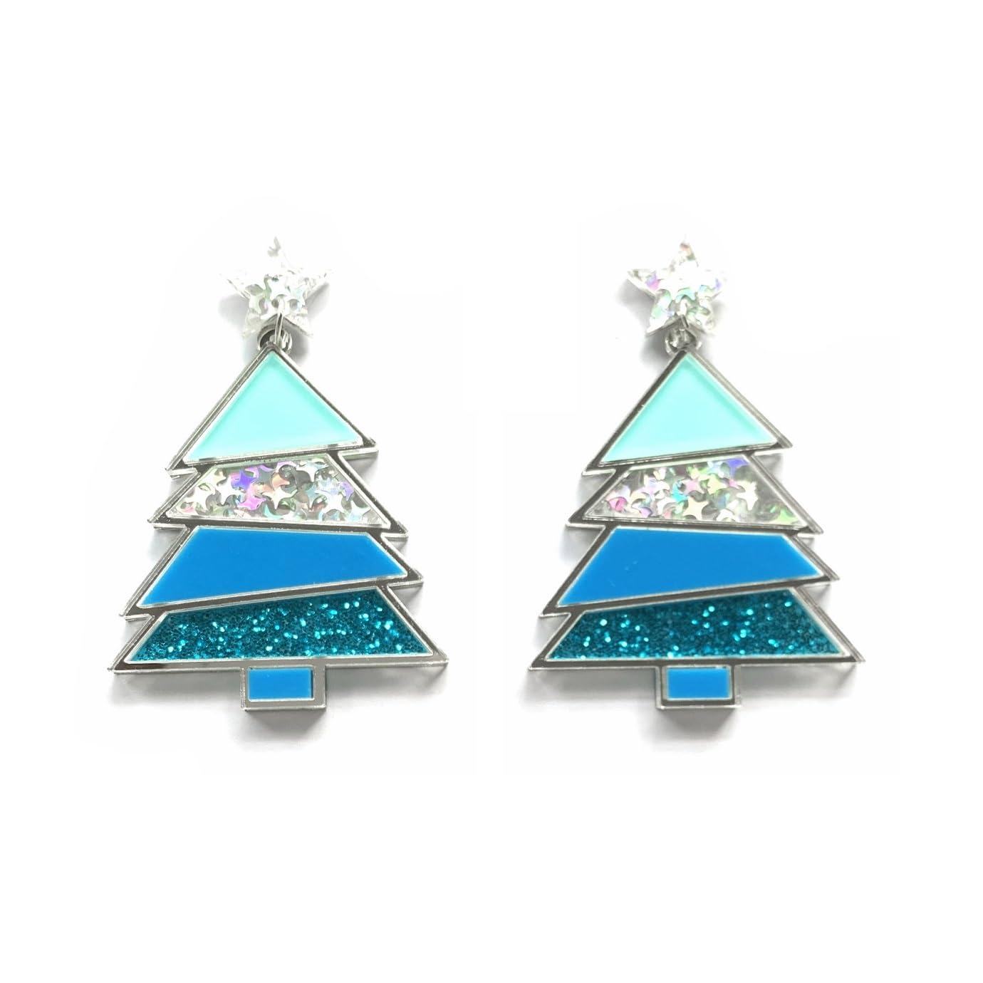 Christmas Tree Earrings For Women Acrylic Christmas Holiday Earrings Colourful Glitter Christmas Tree Drop Dangle Earrings Christmas Gifts Party