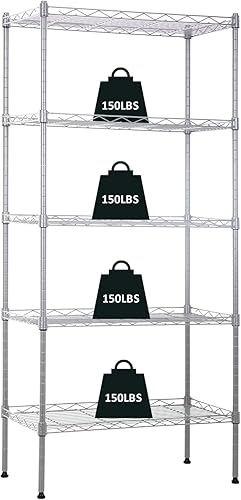 Estantería de metal de 5 niveles, estantes de metal de 48 x 21 x 12 pulgadas, estante de almacenamiento de metal resistente, estante de alambre NSF