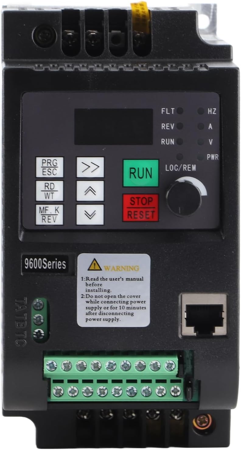 VFD, 2.2kW Single Phase Input to 3-Phase Output Variable Frequency Drive Inverter, Vector Converter for AC Motor Speed Control