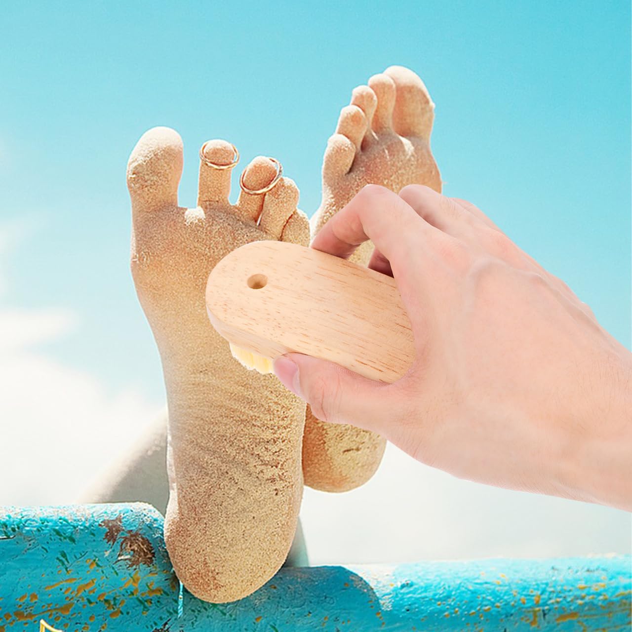 TOYANDONA Cepillo de arena para la playa, 2 unidades, quitaarena, cerdas suaves, cepillo para fregar, equipo de surf para deportes acuáticos, voleibol de playa, surf, mar y recreación en el lago