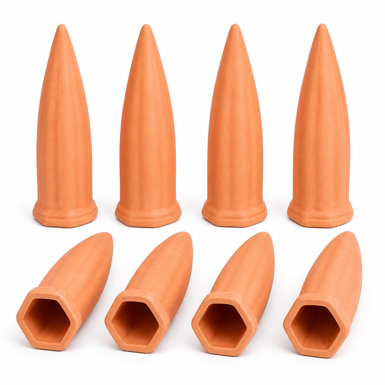 JQTOP 8 Pack Terracotta Plant Watering Stakes, Automatic Self Watering Spikes for Wine Bottles, Vacation Plant Watering Devices for Indoor & Outdoor Plants