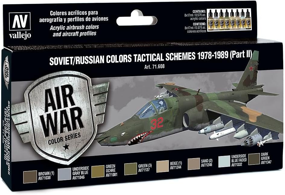 Vallejo VJ71608 - Air War Color Series Soviet/Russian Colors Tactical Schemes 1978-1989 (Part II) - Vj71608, Multi