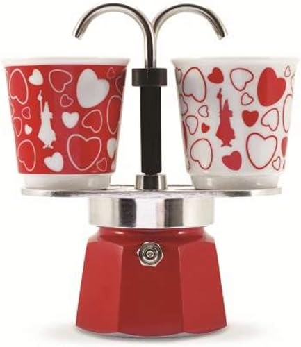 Bialetti Mini Express Moka Set Con 2 Tazas Corazón 3.0 fl oz